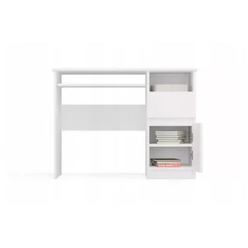 Galda virsma PORTO Desk Right Balta, taisnstūra skaidu plātnes virsma 985×510×755 mm, 1 atvilktne, tastatūras plaukts