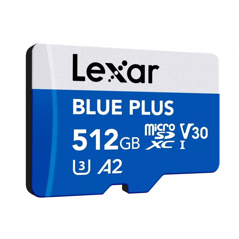 MicroSDXC atmiņas karte Lexar BLUE PLUS 512 GB, UHS‑I, nolasīšana 170 MB/s, U3/V30