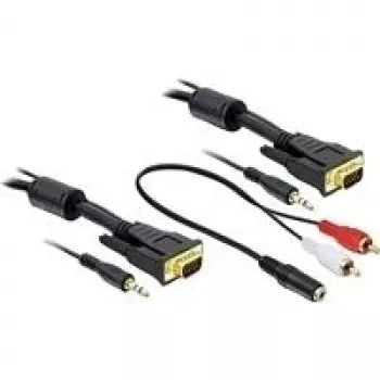 VGA kabelis ar audio DeLOCK 84452 2 m D-Sub 3,5 mm Melns