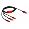 DeLOCK kabelis tikai uzlādei - Lightning / USB - USB (vīr.) uz Micro-USB Type B, Lightning, USB-C (vīr.) - 1,0 m - Ekranēts - Melns (85892)