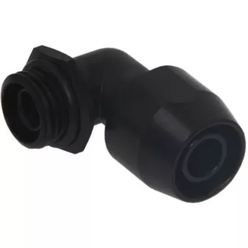 Alphacool HF skrūvējamais savienotājs TPV Metāls - 90° pagriežams 12,7/7,6mm - Melns (17455)