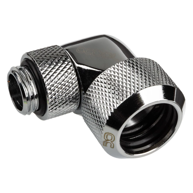Alphacool Eiszapfen 90° kompresijas savienotājs 16mm HardTube, hromēts, 1/4 inch vītne