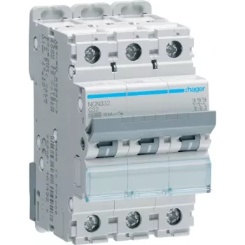 Hager Miniature Circuit Breaker 3pol., C-32A, 10kA, 3M NCN332 (NCN332)