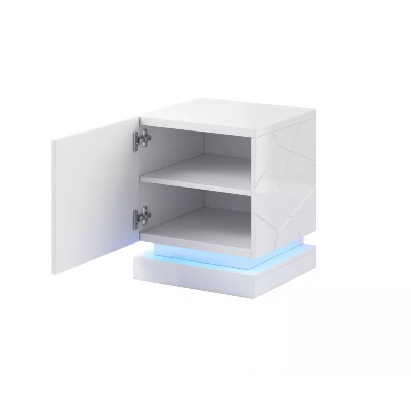 Naktsgaldiņu komplekts Cama Meble QIU, 2 gab., MDF, balts spīdīgs, 46×41.5×53 cm