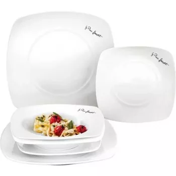 Trauku komplekts LAMART LT9002 — 6 porcelāna šķīvji: 2×25cm, 2×20cm, 2×17cm, balts