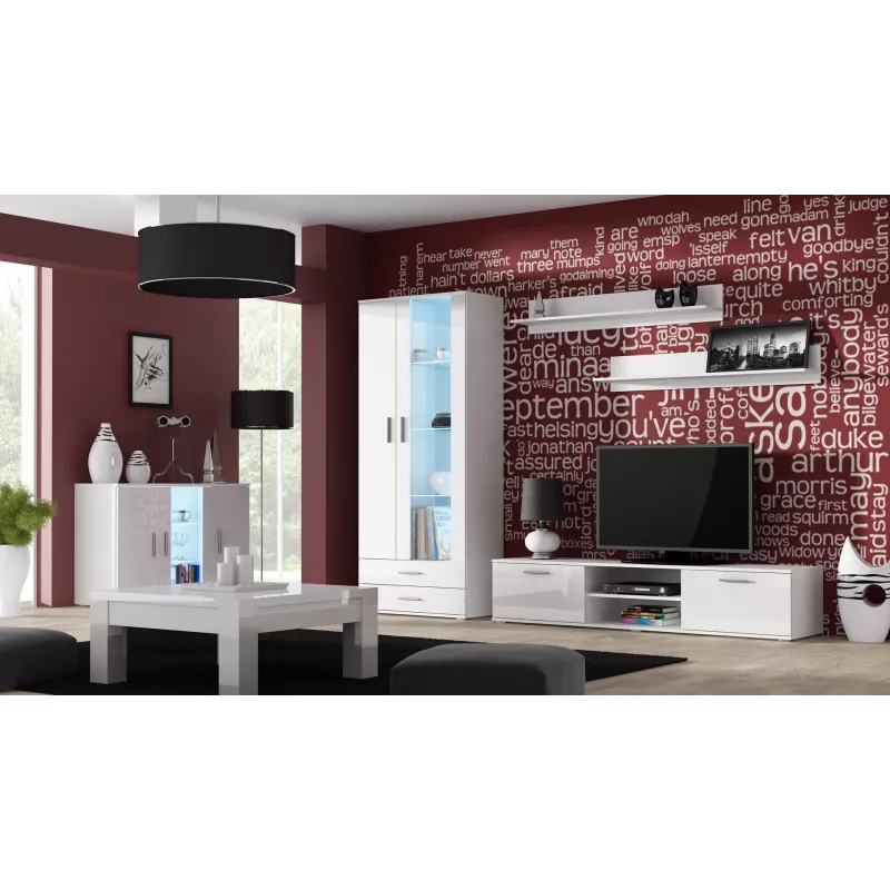 Cama Kumode 120 cm SOHO S7 balts/balts glancēts