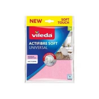 Tīrīšanas lupatiņa VILEDA Actifibre Soft 171805 — mikrošķiedra, 100% mikrošķiedra, ļoti absorbējoša, mazgājama līdz 60°C, 1 gab.