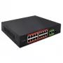 Ethernet PoE slēdzis QOLTEC 16x RJ45, 2x RJ45 augšupielāde, 1x SFP (MPN 52291)
