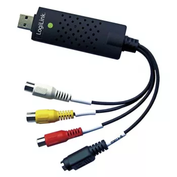 LogiLink USB 2.0 A/V grabber, USB A/M uz 3x RCA + MiniDIN5/F, melns