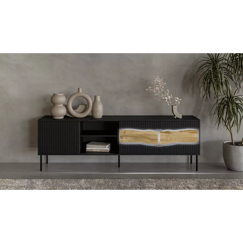 TV skapis cama meble INSERTO 3D1W 190x40x62 cm melns ar LED