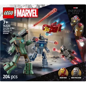 Konstruktors LEGO Marvel Super Heroes Dzelzs vīrs Kara mašīna komplekts 76320, 204 gab., 2 minifigūras, 100 mm augstums
