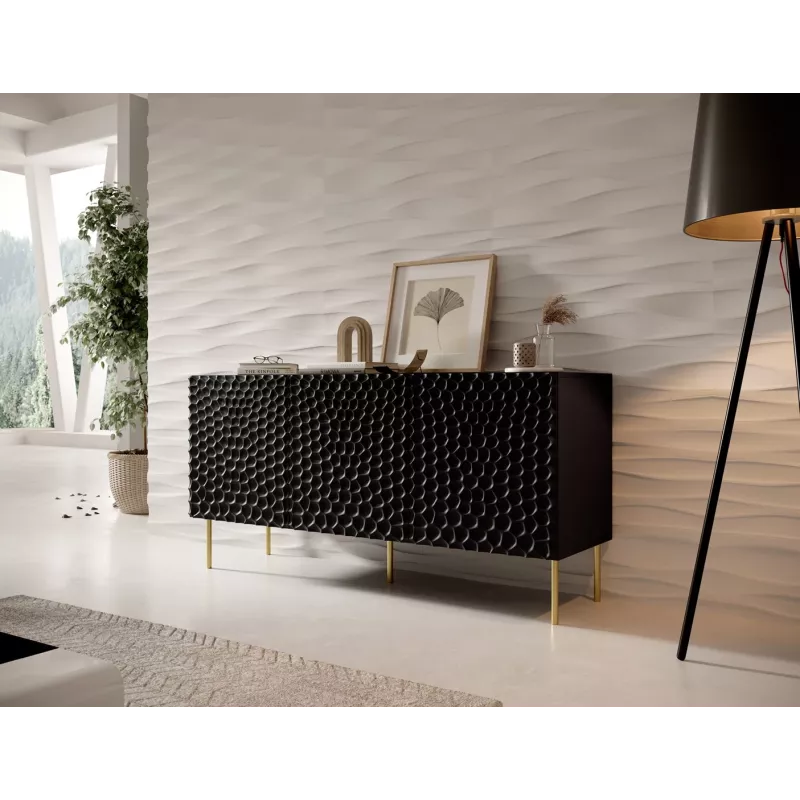 Kumode HOLE 152x42.5x74.5 cm matēti melna, skaidu plātne, 16 mm rāmis