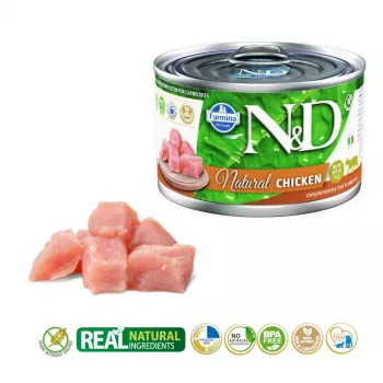 Slapjā barība kaķiem Farmina N&D Natural Chicken 140 g paciņa, pieaugušiem kaķiem, olbaltumvielas 18%, tauki 1.5%, mitrums 77.5%