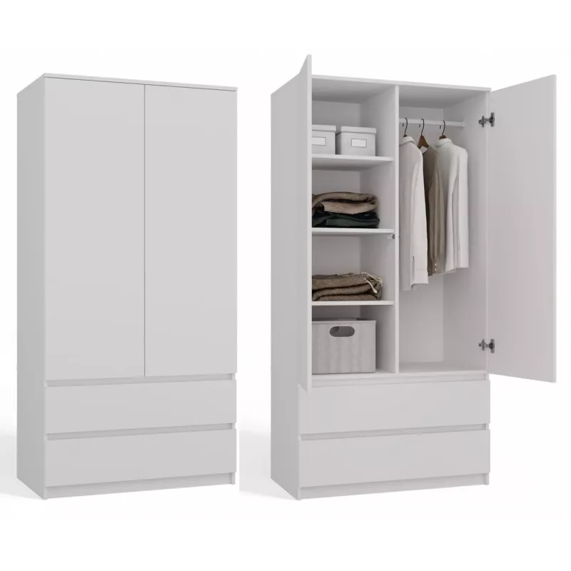 Garderobe Top E Shop SZAFA MALWA B 5 plaukti 2 veramas durvis Balta 900×500×1800 mm