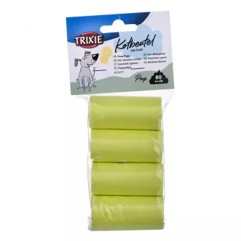 Suņu kakas maisiņi Trixie Lemon Scented M — 4 ruļļi (80 maisiņi), dzelteni