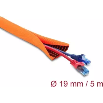 Kabeļu aizsargspirāle pašslēdzoša divslāņu 5 m x 19 mm DELOCK 19028 oranža
