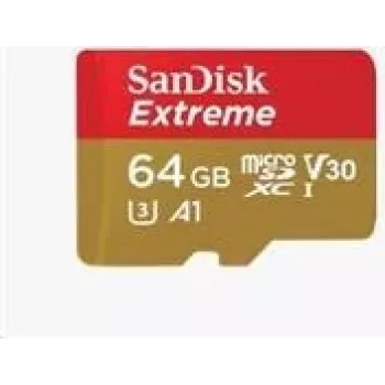 SanDisk Extreme microSDXC 64GB A2 V30 UHS-I U3 ar SD adapteri