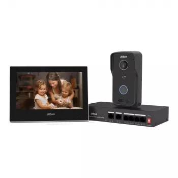 Video durvju zvana komplekts DAHUA KTP03, 7 inch monitors, 2-vadu savienojums, PoE, 1024x600, 2MP kamera