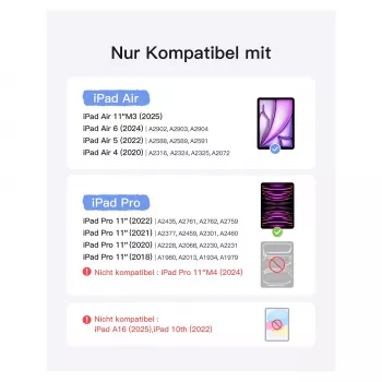 Inateck tastatūra iPad 11 / iPad Air 4./5. paaudzei QWERTZ violeta