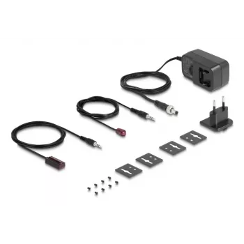 HDMI pagarinātājs DELOCK 65955 — raidītājs un uztvērējs, Cat6/Cat6a, līdz 3840×2160, vadu, Micro-USB B barošana