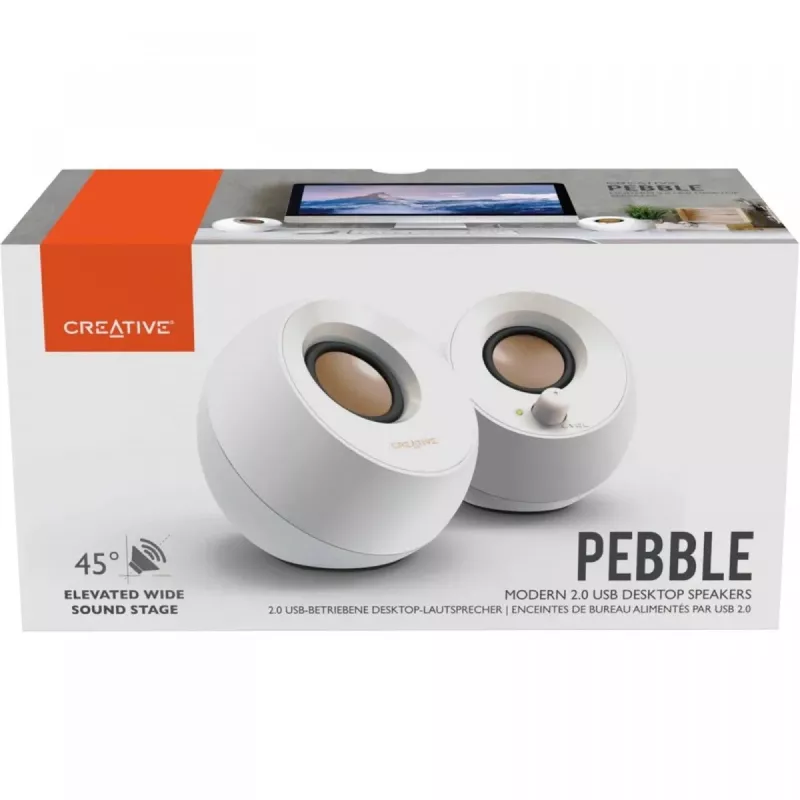 Creative Pebble 2.0 datora stereo skaļruņi, balti
