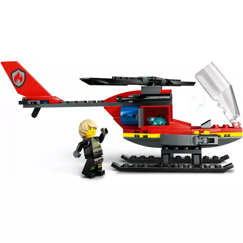LEGO City Ugunsdzēsēju helikopters 60411 konstruktors, 85 detaļas, rotējoši rotori, 1 minifigūra, vecums 5+ (220×90×60 mm)