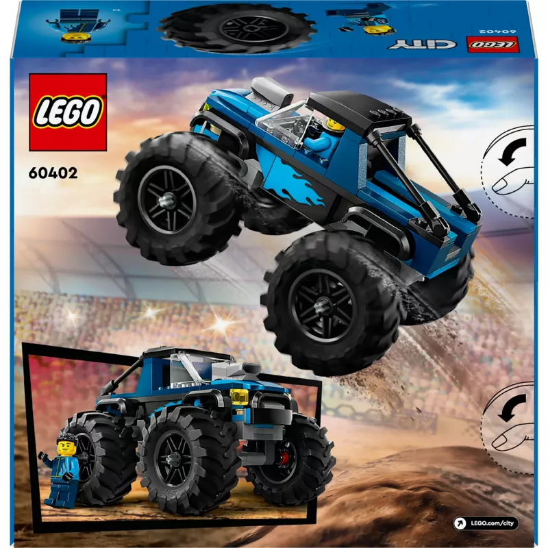Konstruktors LEGO City 60402 Zils Monster Truck ar lielām riepām, 148 gab., 1 minifigūra, vecumam 5+