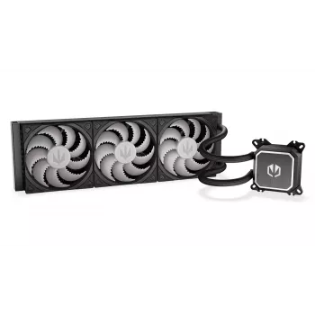 ENDORFY Navis F360 ARGB Melns — 360 mm šķidruma dzesētājs, 3x 120×25 mm ventilatori, 250–1800 RPM, sūknis 1600–2600 RPM, LGA 1700/AM5/AM4