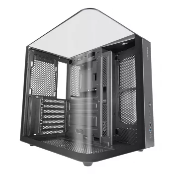 PC Midi Tower korpuss TACENS Mars Gaming MC-INFINIOLITE, Melns, Rūdīts stikls, atbalsta ATX/Micro-ATX/Mini-ITX, 120 mm ventilatori