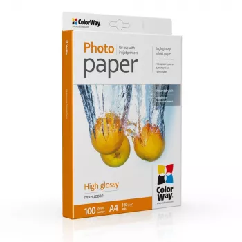 ColorWay Fotopapīrs, 100 loksnes | 180 g/m² | A4 | Augsts spīdums