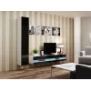 TV statīvs Cama Meble VIGO NEW 30/180/40, balta virsma, melns spīdīgs rāmis, 1800×400×300 mm