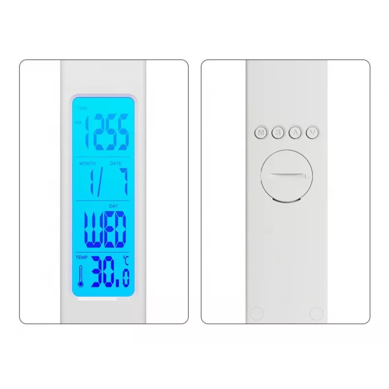 Media-Tech MT222 Leditou LED galda lampa ar 15 W Qi bezvadu uzlādi, pulksteni, modinātāju, termometru, baltā krāsā