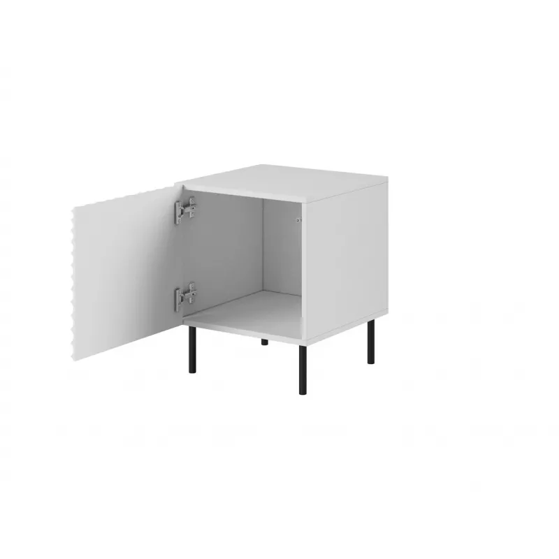Naktsgaldiņu komplekts Cama Meble HOLE – 2 gab., 44×40,5×53,5 cm, balts matēts, MDF/skaidu plātne, 16 mm rāmis