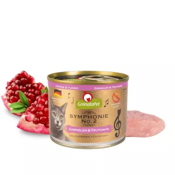 Slapjā barība kaķiem Fox4Pets Symphonie No.2 Garneles un Tītars 200 g, pilnvērtīga pieaugušo barība, olbaltumvielas 11%, tauki 5.7%, mitrums 80%