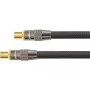 SAT antennas kabelis, IEC/Koax spraudnis un ligzda ar zeltījumu, ekranējums 120 dB, 75 Ohm, neilona pinums melns, 30m, PYTHON® sērija (GC-M2020)