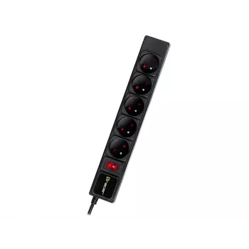 TRACER PowerGear Tracer 47138 5 m Melns pagarinātājs ar pārsprieguma aizsardzību