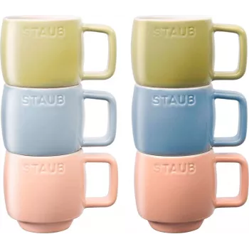 Keramikas krūzes Staub 6 gab. daudzkrāsainas 100 ml - 6 espresso/tējas krūzītes