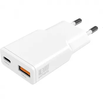 Lādētājs 4smarts PDPlug Duos Slim viedtālruņiem, planšetdatoriem, balts, maiņstrāvas ātrā uzlāde