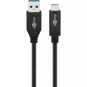 Wentronic goobay USB kabelis - USB-C (vīr.) uz USB Type A (vīr.) - USB 3.1 Gen 2 3 A - 50 cm - apaļš - melns (41073)