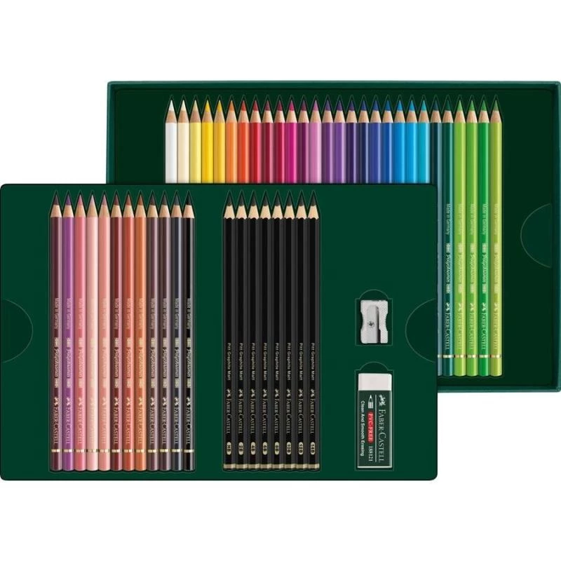 Eļļas bāzes zīmuļu komplekts Faber-Castell Polychromos & Pitt Graphite Matt 48 gab., daudzkrāsains