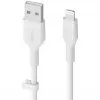 Belkin Cbl Scicone USB-A LTG 2M balts silikona kabelis USB-A uz USB-C/Lightning