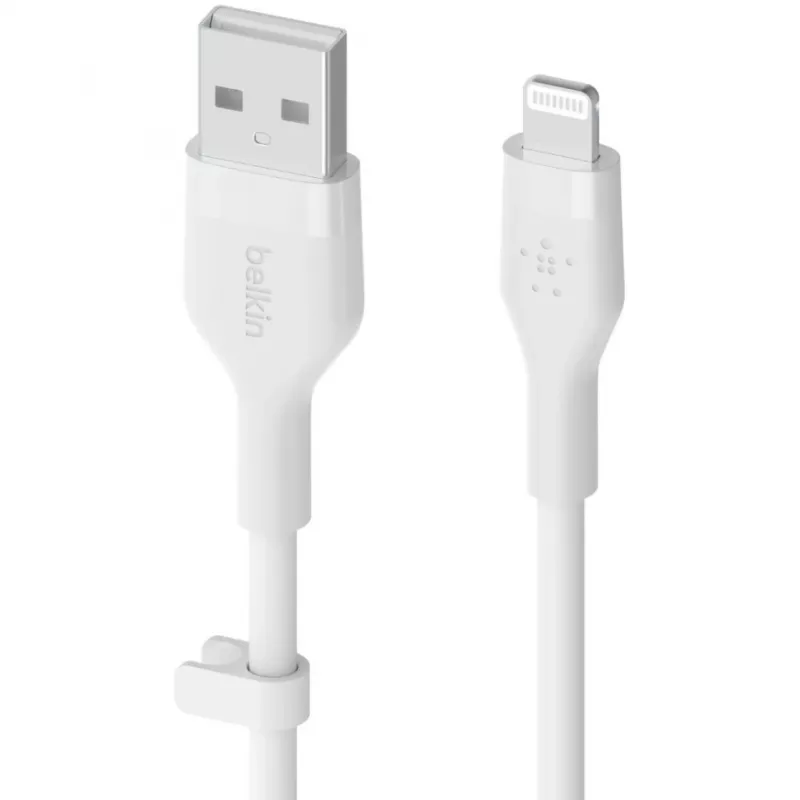 Belkin Cbl Scicone USB-A LTG 2M balts silikona kabelis USB-A uz USB-C/Lightning