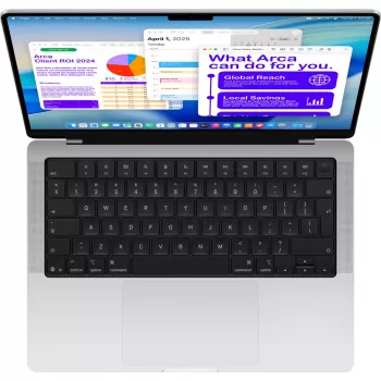 Apple MacBook Pro Sudraba MDE44D/A - 35,6 cm (14 inch), M5 10-Kodolu Mikroshēma, 10-Kodolu GPU, 16 GB RAM, 512 GB SSD / bez Barošanas Bloka