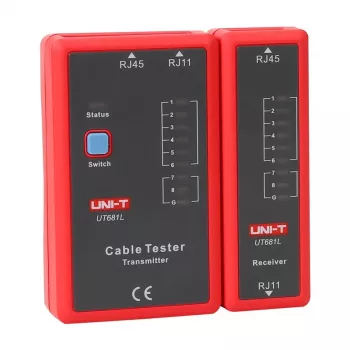 Kabeļu testeris UNI-T UT681L RJ45 un RJ11 savienotājiem, nepārtrauktības un vadu pārbaudei