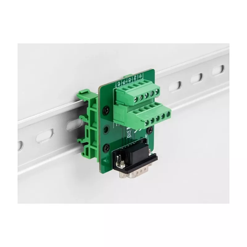 DeLOCK D-Sub 9 sievišķais spraudnis uz spaiļu bloku DIN sliedei 51mm 58mm 30mm