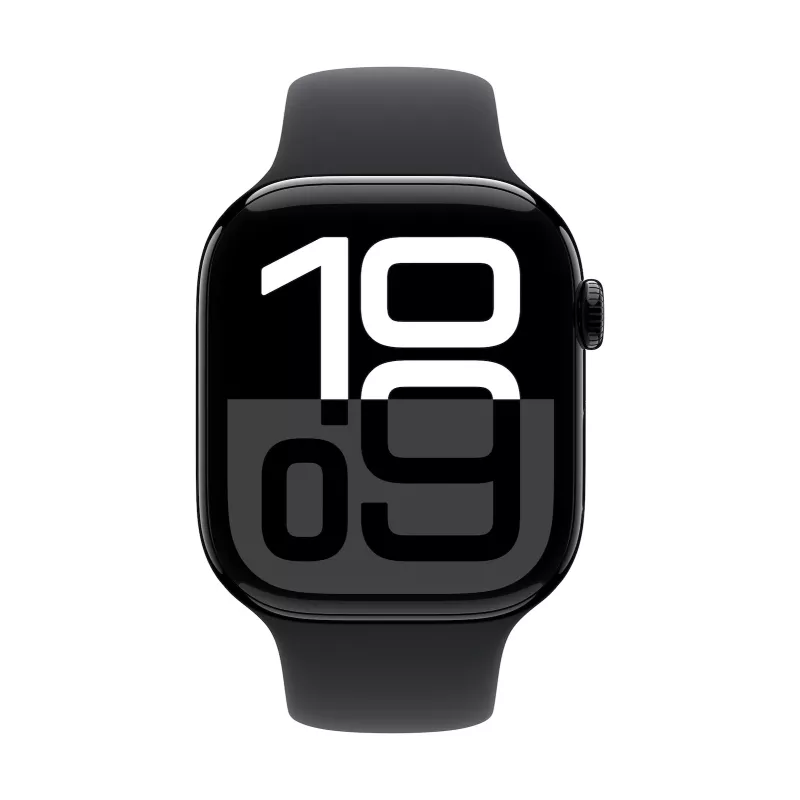 Apple Watch Series 10 GPS 46 mm Jet Black Aluminium korpuss ar Black Sport Band - M/L