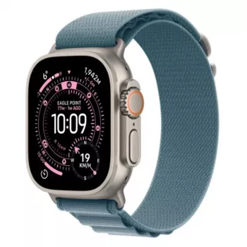 Apple Watch Ultra 3 GPS + Cellular 49mm dabīga titāna korpuss ar gaiši zilu Alpine Loop siksnu - vidējs izmērs