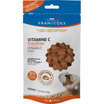 Kārumi jūrascūciņām FRANCODEX C vitamīns 50 g – augļu garšas cietā uzkoda