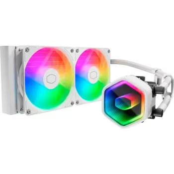 Šķidruma dzesēšanas sistēma CPU Cooler Master MasterLiquid 240 Core II White — 240 mm, 2x 120 mm ventilatori (650–1750 RPM), uzmavas gultnis