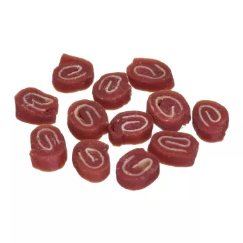 Suņu gardumi PETITTO Sushi ar zivi un pīli 500 g — mīksti hipoalerģiski treniņu kārumi, proteīns 26%, mitrums 23%